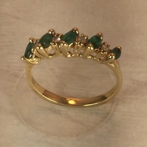 *Preloved Solid 14K Marquise Emerald Diamond Ring